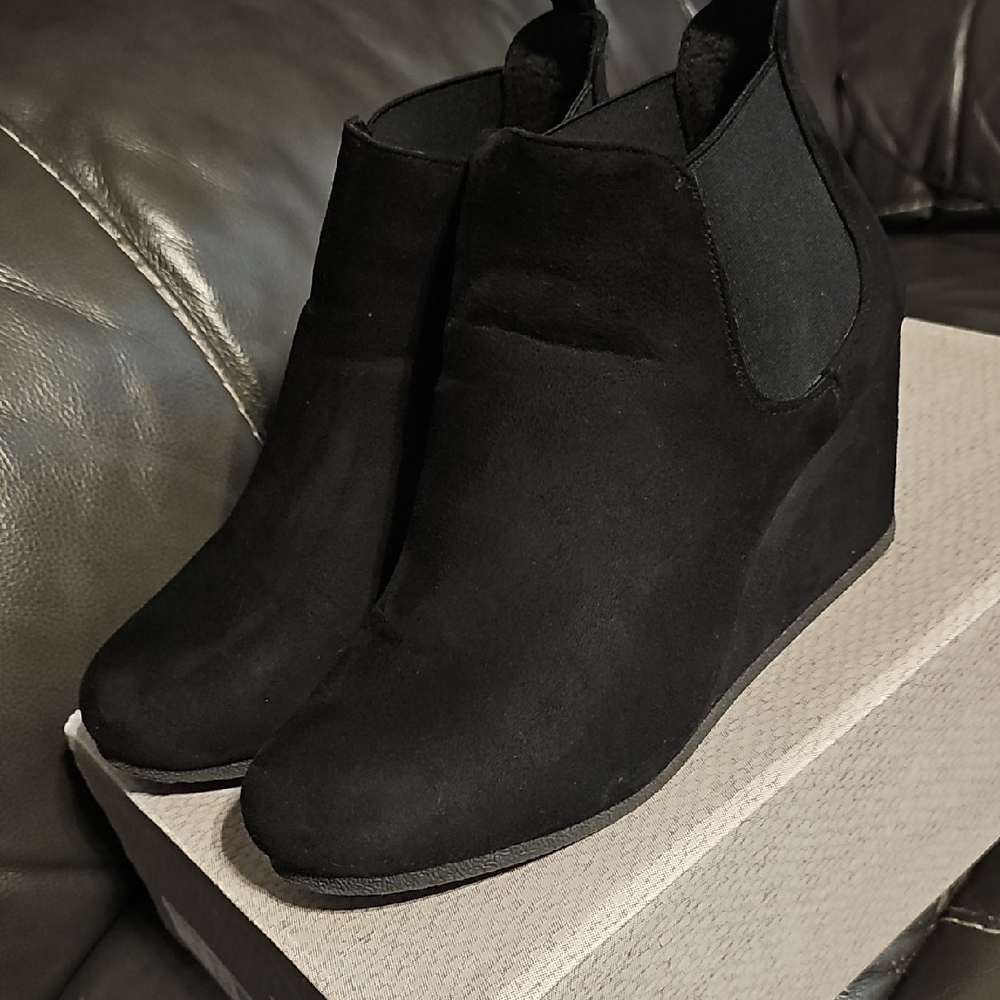 Black Wedge Ankle Boots